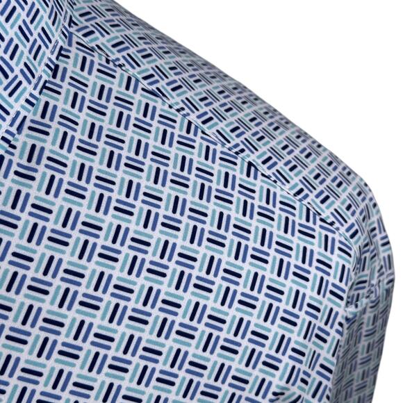 Con.Struct Shirt Men’s 2XL XXL Blue White Geometric Print 4-Way Stretch Slim Fit - Picture 4 of 11